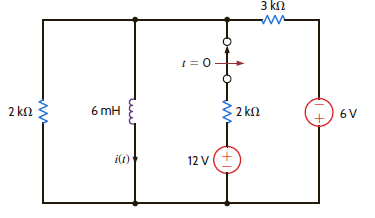 Use the differential equation approach to find i(t) for t 0 in Fig. E7.4.     Figure E7.4