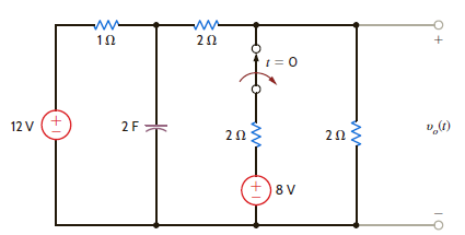 Consider the network in Fig. E7.5. The switch opens at t = 0. Find v o ( t ) for t 0. Figure E7.5