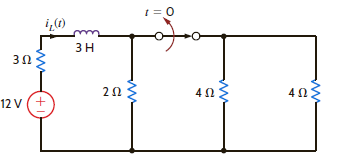 Find the inductor current i L ( t ) for t 0 in the circuit in Fig. 7PFE-5. a. i L ( t ) = 1.4 + 0.4 e 4 t /3 A, t 0 b. i L ( t ) = 1.2 + 0.4 e 5 t /3 A, t 0 C. i L ( t ) = 0.4 + 0.2 e 4t/3 A, t 0 d. i L ( t ) = 2.4 + 0.6 e 5 t /3 A, t 0 Figure 7PFE-5