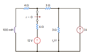 Find i o ( t ) for t 0 in Fig. E7.8 using the step-by-step method.     Figure E7.8
