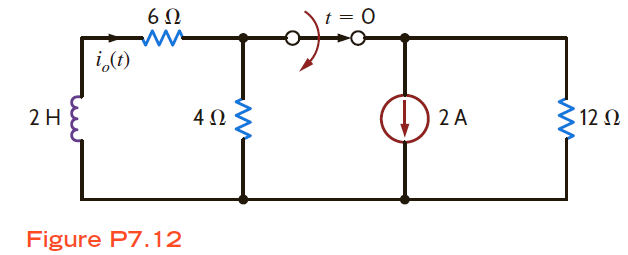 In the network in Fig. P7.12, find     for t 0 using the differential equation approach.   