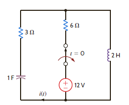 The switch in the network in Fig. E7.14 opens at t = 0. Find i ( t ) for t 0. Figure E7.14