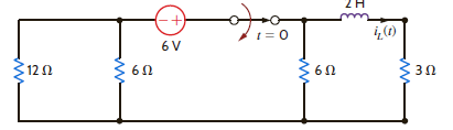 Use the differential equation approach to find i L ( t ) for t 0 in the circuit in Fig. P7.14 and plot the response, including the time interval just prior to opening the switch.     Figure P7.14
