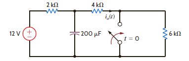 Use the step-by-step technique to find i o ( t ) for t 0 in the network in Fig. P7.18.     Figure P7.18