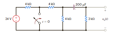 Find v o ( t ) for t 0 in the network in Fig. P7.29 using the step-by-step technique.     Figure P7.29