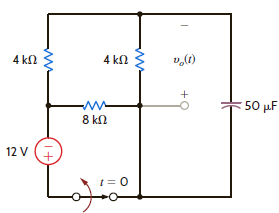 Find v o ( t ) for t 0 in the circuit in Fig. P7.30 using the step-by-step method.     Figure P7.30