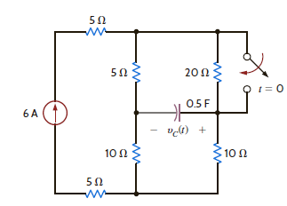 Find v C ( t ) for t 0 in the circuit in Fig. P7.33 using the step-by-step method.     Figure P7.33