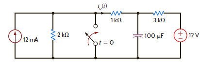 Use the step-by-step method to find i o ( t ) for t 0 in the circuit in Fig. P7.40. Figure P7.40