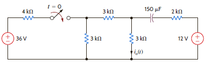 Use the step-by-step method to find i o ( t ) for t 0 in the network in Fig. P7.45. Figure P7.45