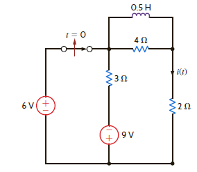 The switch in the circuit in Fig. P7.58 is opened at t = 0. Find i ( t ) for t 0. Figure P7.58