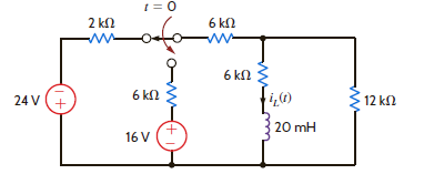 The switch in the circuit in Fig. P7.61 is moved at t = 0. Find i L ( t ) for t 0 using the step-by-step technique. Figure P7.61