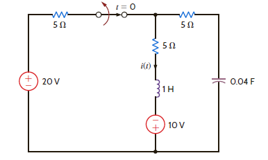 The switch in the circuit in Fig. P7.112 has been closed for a long time and is opened at t = 0. Find i ( t ) for t 0. Figure P7.112