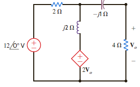 Find V o in the network in Fig. 8PFE-3. a. 8.24 30.96° V b. 2.06 20.84° V c. 16.96 45° V d. 10.42 30° V Figure 8PFE-3