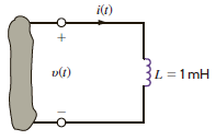 Calculate the current in the inductor shown in Fig. P8.9 if the voltage input is (a) v 1 ( t ) = 10 cos (377 t + 45°) V (b) v ( t ) = 5 sin (377 t 90°) V Give the answers in both the time and frequency domains.     Figure P8.9