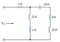 Compute the impedance Z T in the network in Fig. E8.10. Figure E8.10.