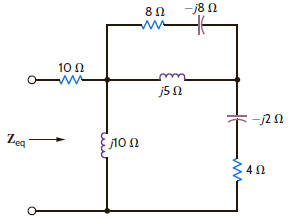 Find the equivalent impedance for the circuit in Fig. P8.16. Figure P8.16