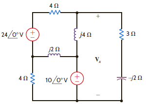 Find V x , in Fig. E8.19 using (a) nodal analysis and (b) mesh analysis. Figure E8.19.