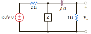 In the network in Fig. P8.58, V o is known to be 4 45° V. Find Z. Figure P8.58