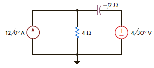 Determine the total average power absorbed and supplied by each element in the network in Fig. E9.4. Figure E9.4