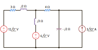 Determine the average power absorbed by the 4- and 3- resistors in Fig. E9.6. Figure E9.6