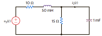 Given v s ( t ) = 100 cos 100 t volts, find the average power supplied by the source and the current i 2 ( t ) in the network in Fig. P9.7.     Figure P9.7