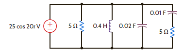 Calculate the power absorbed by each element in the circuit in Fig. P9.10. Figure P9.10