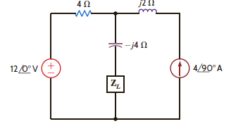Determine the impedance Z L for maximum average power transfer and the value of the maximum average power transferred to Z L for the circuit shown in Fig. P9.33. Figure P9.33