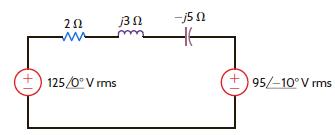 Find the real and reactive power absorbed by each element in the circuit in Fig. P9.84. Figure P9.84