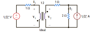 Determine I 1 , I 2 , V 1 , and V 2 in the network in Fig. P10.48. Figure P10.48