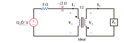In the network shown in Fig. P10.75, determine the value of the load impedance for maximum power transfer. Figure P10.75
