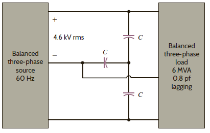 Find C in the network in Fig. P11.89 so that the total load has power factor of 0.9 leading. Figure P11.89
