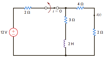 The switch in the circuit in Fig. P13.62 opens at t = 0. Find i ( t ) for t 0 using Laplace transforms. Figure P13.62
