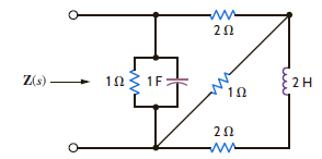 Find the input impedance Z ( s ) of the network in Fig. P14.2.   Figure P14.2<div style=padding-top: 35px> 