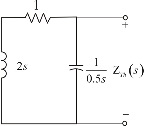 Refer to Figure E14.2 in the textbook. The Laplace transformed circuit is,   Figure 1 The output voltage is the voltage across the   resistance. The Thevenin's equivalent for the circuit can be calculated by removing the   resistance. The resulting circuit is,   Figure 2 From Figure 2 the current in the first loop is,   Apply Kirchhoff's Voltage Law to loop 2.     The Thevenin's equivalent voltage can be calculated as,     The Thevenin equivalent resistance is calculated by replacing the sources in the network with their internal impedances.   Figure 3 The equivalent impedance is,   The Thevenin equivalent circuit is,   Figure 4 Apply voltage division rule at output.     Simplify the quadratic equation '   'we get,     The equation   is,   Express   in a partial fraction expansion.   The value of   is,       The value of   is,   The partial fraction expansion of   is then   Apply inverse Laplace transform.   Thus, the value of the output voltage is,   .