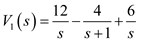 Refer to Figure P14.11 in the textbook. Convert elements into s-domain:     Draw the circuit diagram in s-domain.   Write the following equations using Figure 1.         Apply nodal analysis at node   .   Substitute   and   expressions.   Resolve into partial fractions.   Determine the value of   .   Determine the value of   .   Determine the value of   .   The partial fraction expansion of   is,   Apply inverse Laplace transform.   Therefore, the output voltage is   .