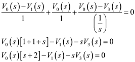 Refer to Figure P14.11 in the textbook. Convert elements into s-domain:     Draw the circuit diagram in s-domain.   Write the following equations using Figure 1.         Apply nodal analysis at node   .   Substitute   and   expressions.   Resolve into partial fractions.   Determine the value of   .   Determine the value of   .   Determine the value of   .   The partial fraction expansion of   is,   Apply inverse Laplace transform.   Therefore, the output voltage is   .