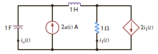 Use nodal analysis to find i o ( t ) in the network in Fig. P14.16.   Figure P14.16<div style=padding-top: 35px> 