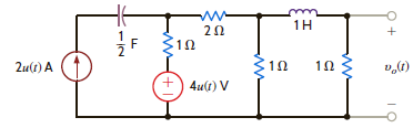 For the network shown in Fig. P14.18, find v o ( t ), t 0, using mesh equations.   Figure P14.18<div style=padding-top: 35px> 