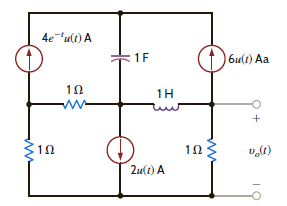 Use loop analysis to find v o ( t ) for t 0 in the network in Fig. P14.20.   Figure P14.20<div style=padding-top: 35px> 