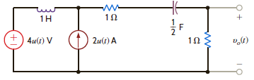 For the network shown in Fig. 14.21, find v o ( t ), t 0, using node equations. Figure P14.21