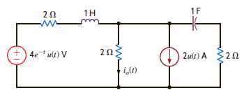 Use superposition to solve Problem 14.11. Problem 14.11 Use nodal analysis to find i o ( t ) in the network in Fig. P14.11.   Figure P14.11<div style=padding-top: 35px> 