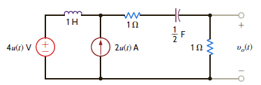 Use superposition to find v o ( t ) , t 0, in the network shown in Fig. P14.27.   Figure P14.27<div style=padding-top: 35px> 