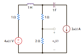 Use superposition to find v o ( t ), t 0, in the network in Fig. P14.28.   Figure P14.28<div style=padding-top: 35px> 