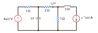 Use Thévenin's theorem to find i o ( t ), t 0 , in Fig. P14.35.   Figure P14.35<div style=padding-top: 35px> 