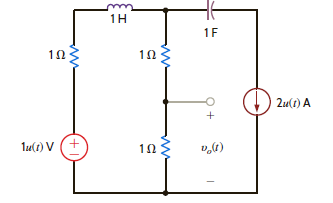 Use Thévenin's theorem to find v o ( t ), t 0, in the network in Fig. P14.36.   Figure P14.36<div style=padding-top: 35px> 