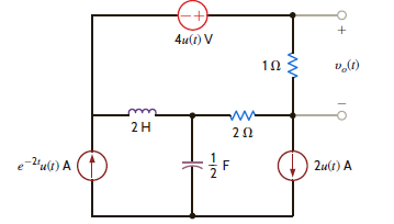 Use Thévenin's theorem to find v o ( t ), t 0, in the network in Fig. P14.40. Figure P14.40