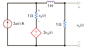 Use Thévenin's theorem to find v o ( t ), t 0, in the network shown in Fig. P14.42.   Figure P14.42<div style=padding-top: 35px> 