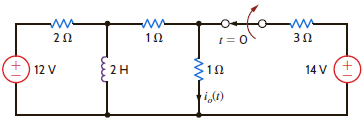 Find i o ( t ), t 0, in the network shown in Fig. P14.45.   Figure P14.45<div style=padding-top: 35px> 
