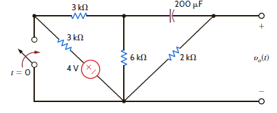 Find v o ( t ) for t 0 in the network shown in Fig. P14.48.   Figure P14.48<div style=padding-top: 35px> 