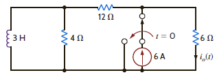 Find i o ( t ) for t 0 in the network shown in Fig. P14.49.   Figure P14.49<div style=padding-top: 35px> 